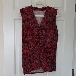 Red and Black Sleeveless Women's Top